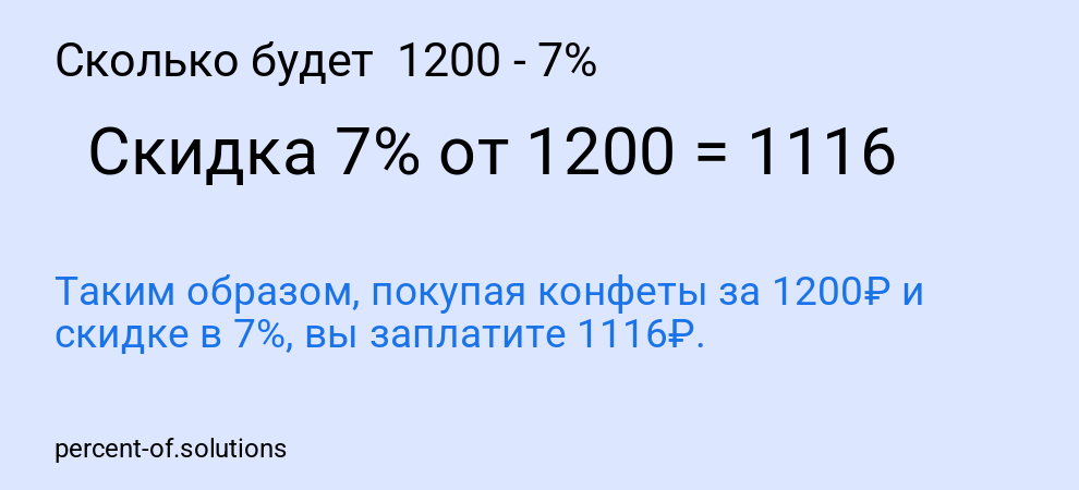 Сколько будет  1200 - 7%