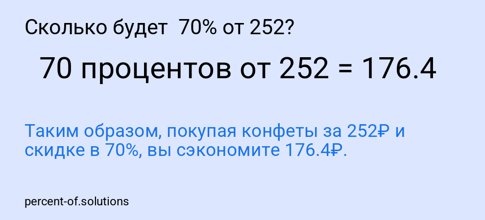 Сколько будет  70% от 252?