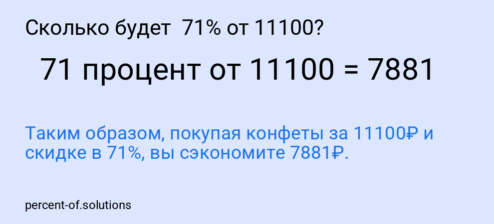 Сколько будет 71% от 11100?