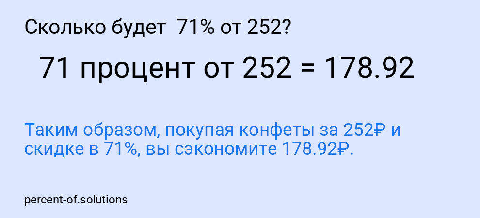 Сколько будет  71% от 252?