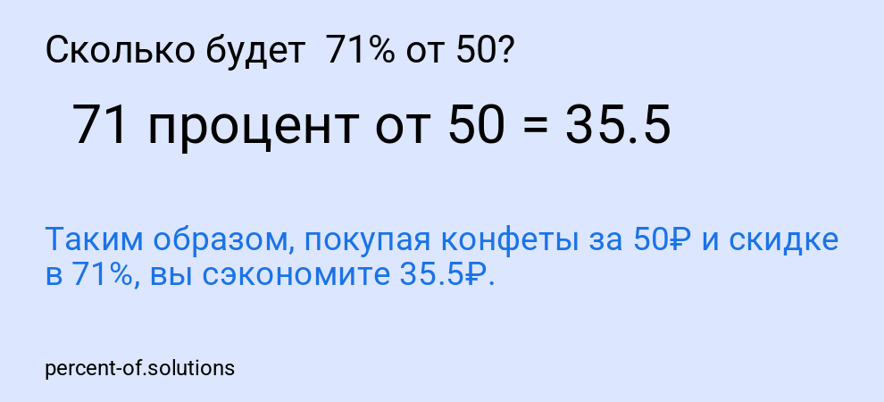 Сколько будет  71% от 50?