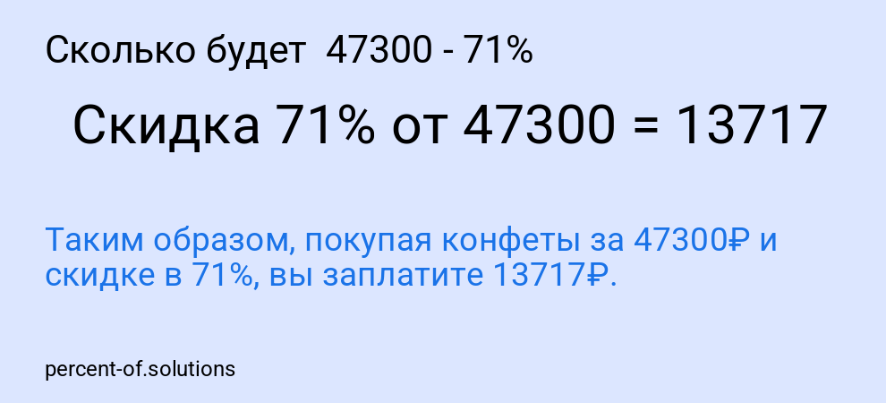 Сколько будет 47300 - 71%