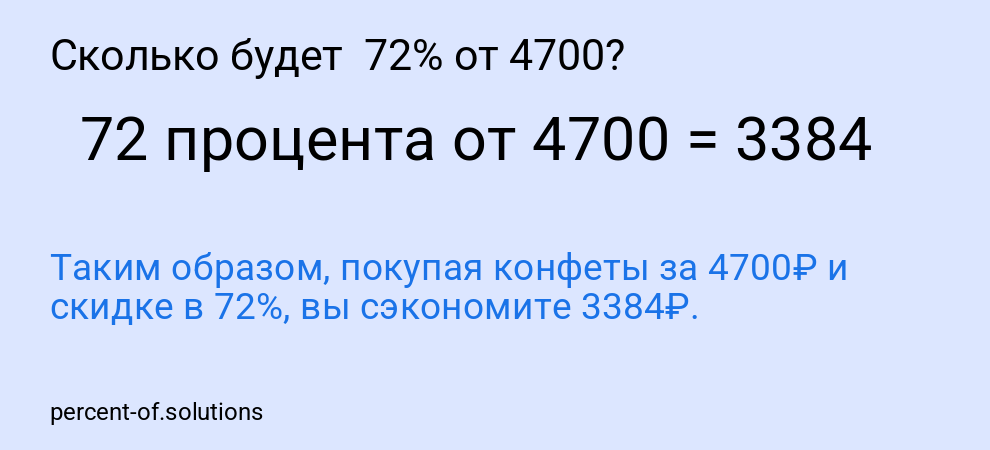 Сколько будет 72% от 4700?