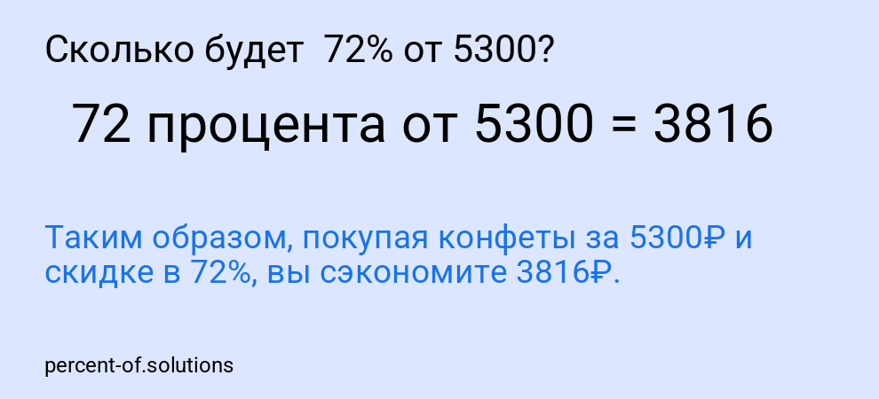 Сколько будет  72% от 5300?