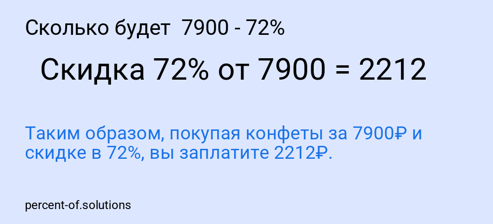 Сколько будет 7900 - 72%