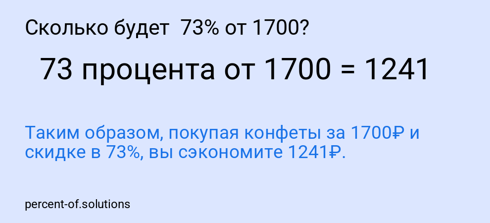 Сколько будет 73% от 1700?