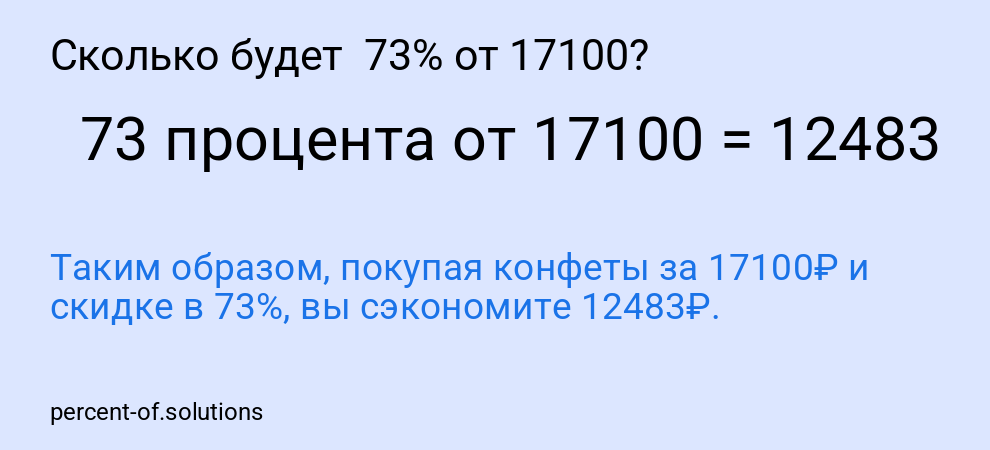 Сколько будет  73% от 17100?