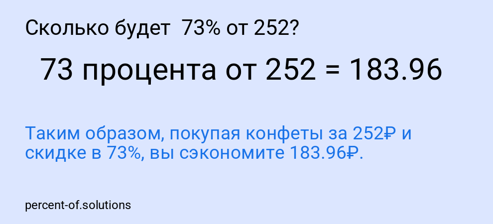 Сколько будет  73% от 252?