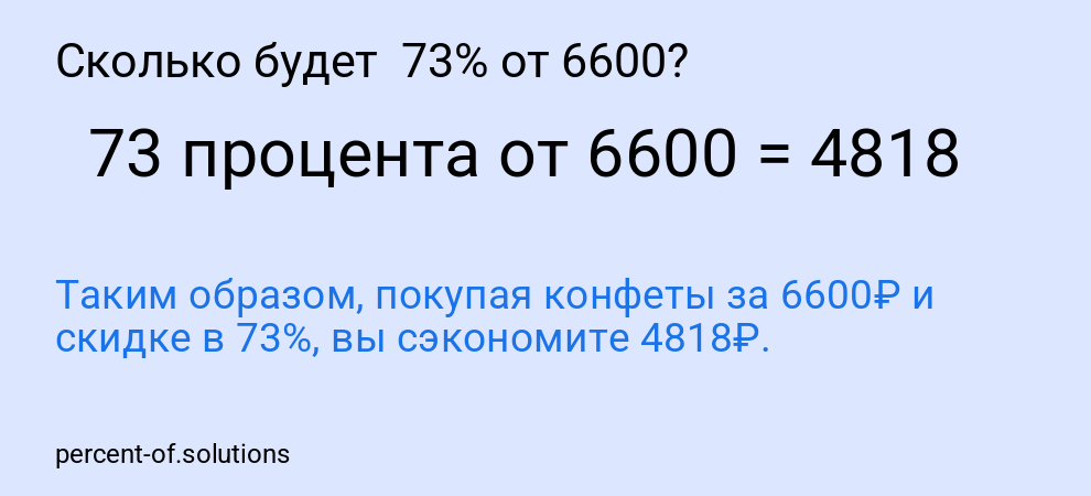Сколько будет  73% от 6600?