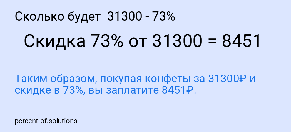 Сколько будет 31300 - 73%
