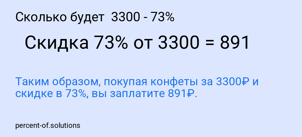 Сколько будет  3300 - 73%