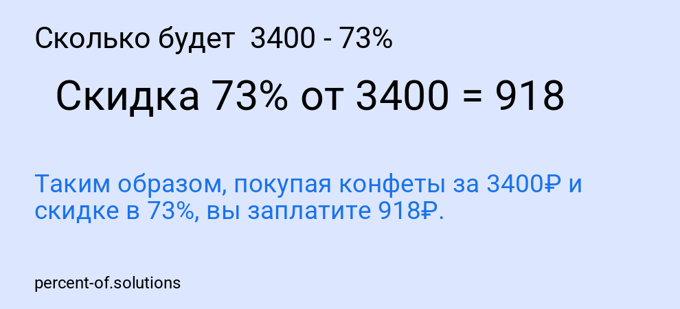 Сколько будет  3400 - 73%