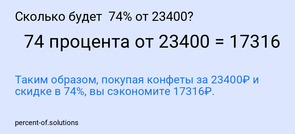 Сколько будет 74% от 23400?
