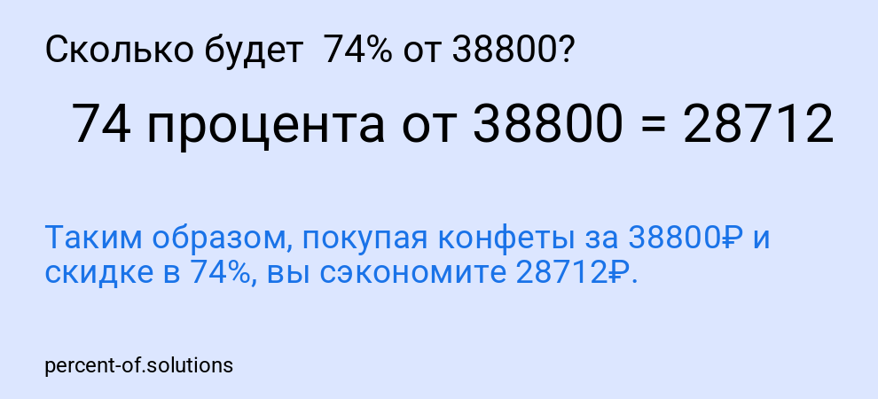 Сколько будет  74% от 38800?