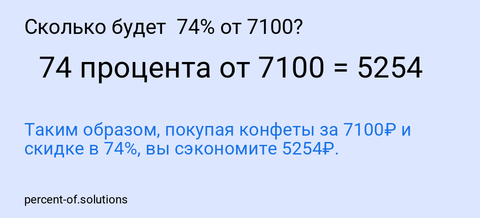 Сколько будет 74% от 7100?