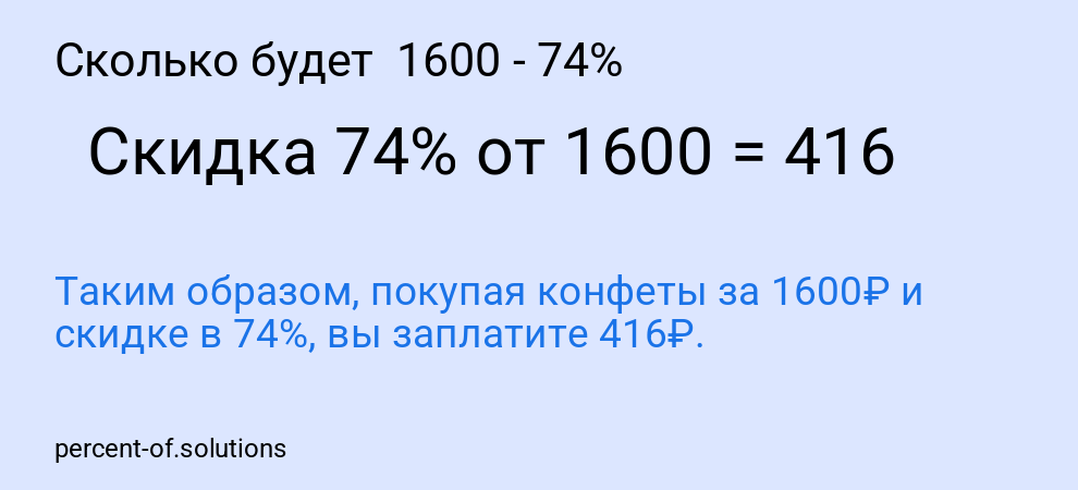 Сколько будет 1600 - 74%