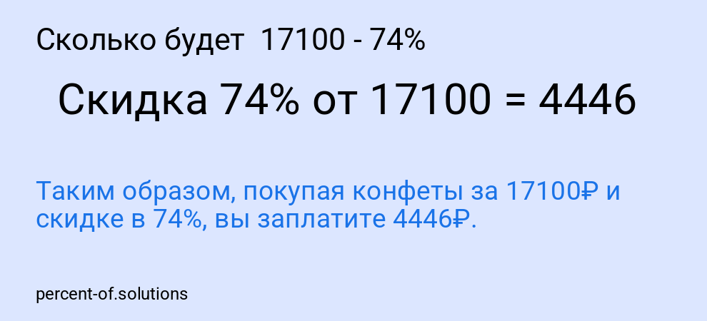 Сколько будет 17100 - 74%