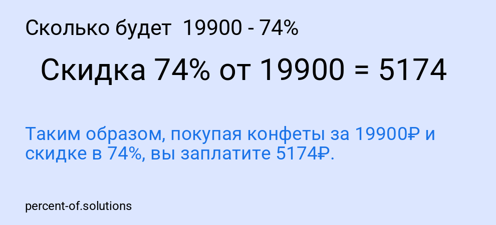 Сколько будет 19900 - 74%