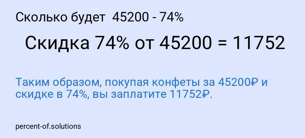 Сколько будет 45200 - 74%
