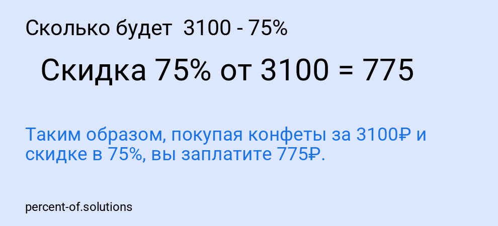 Сколько будет 3100 - 75%