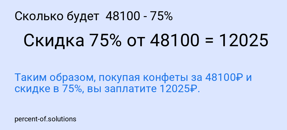 Сколько будет  48100 - 75%