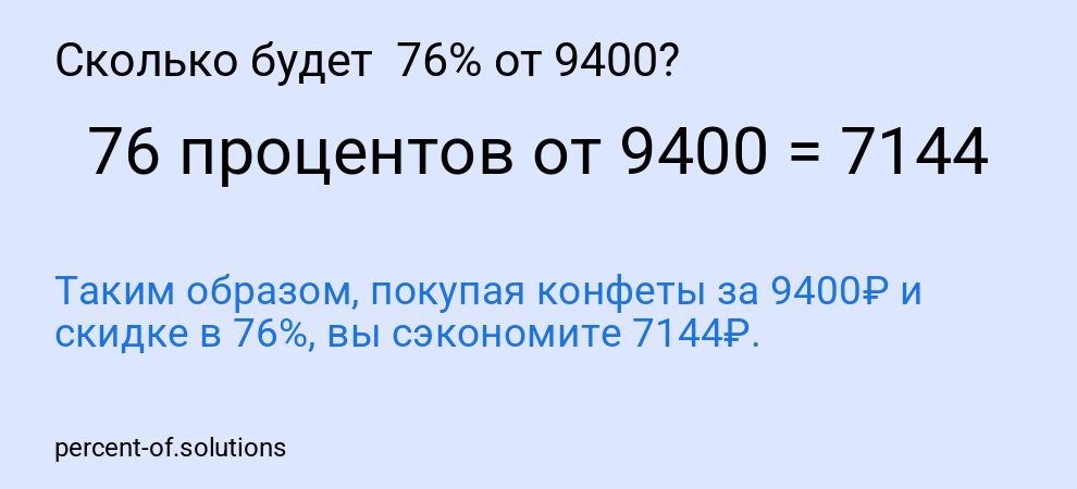Сколько будет  76% от 9400?