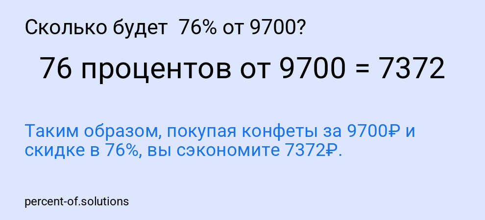 Сколько будет  76% от 9700?
