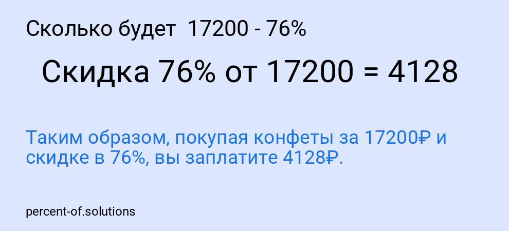 Сколько будет  17200 - 76%