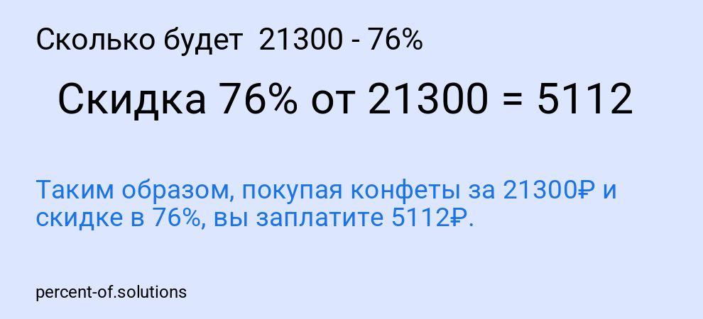 Сколько будет 21300 - 76%
