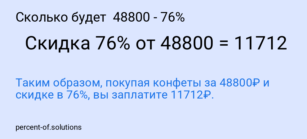 Сколько будет  48800 - 76%