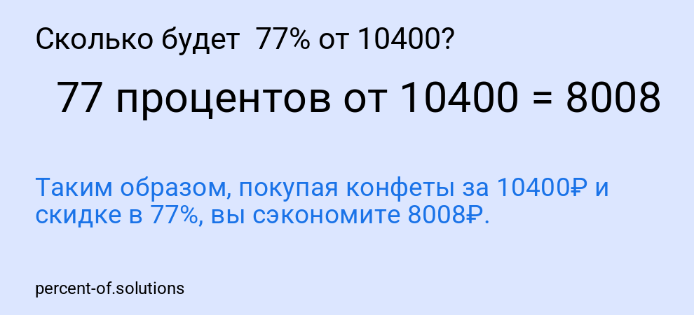 Сколько будет  77% от 10400?
