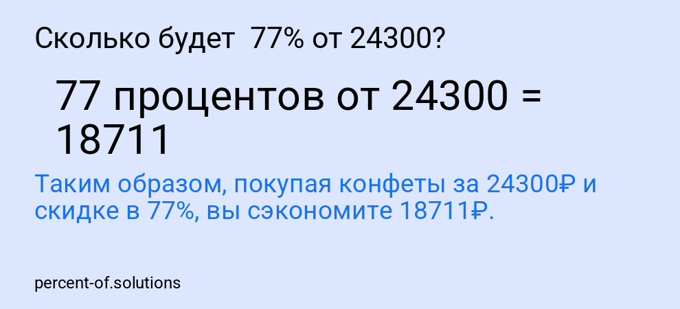 Сколько будет 77% от 24300?