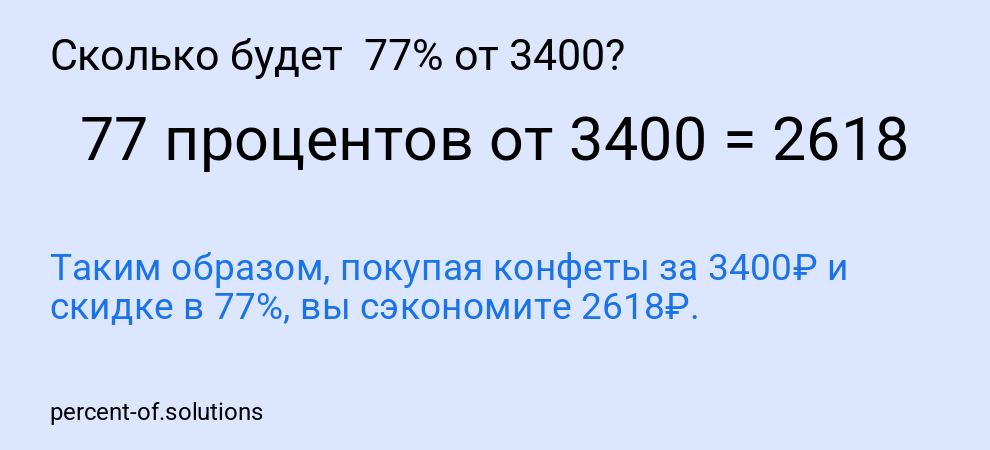 Сколько будет  77% от 3400?