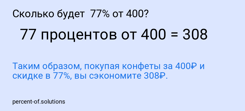 Сколько будет 77% от 400?