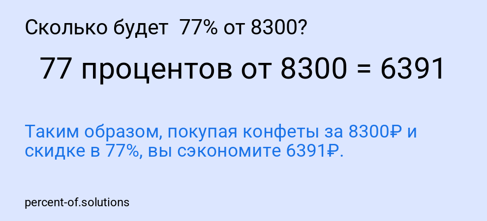 Сколько будет  77% от 8300?