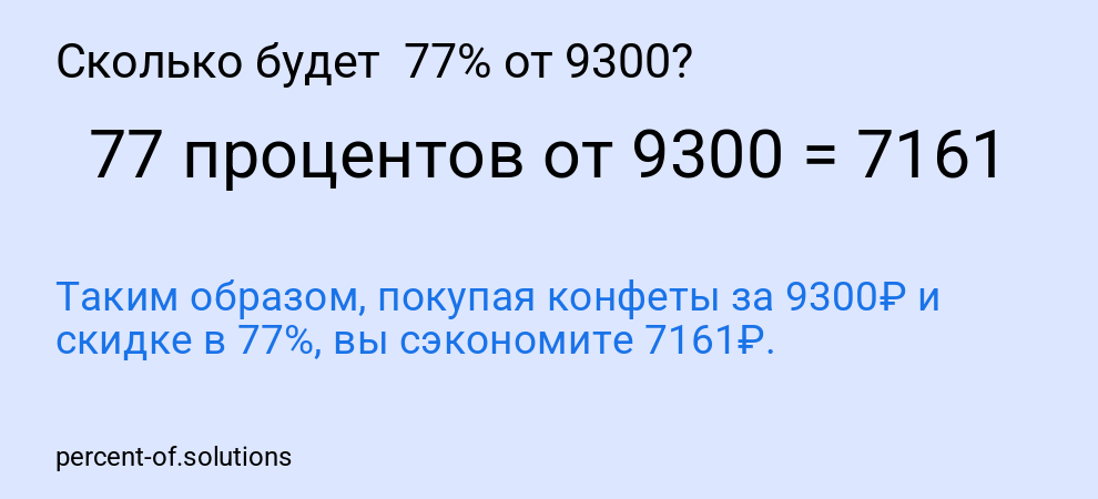 Сколько будет  77% от 9300?