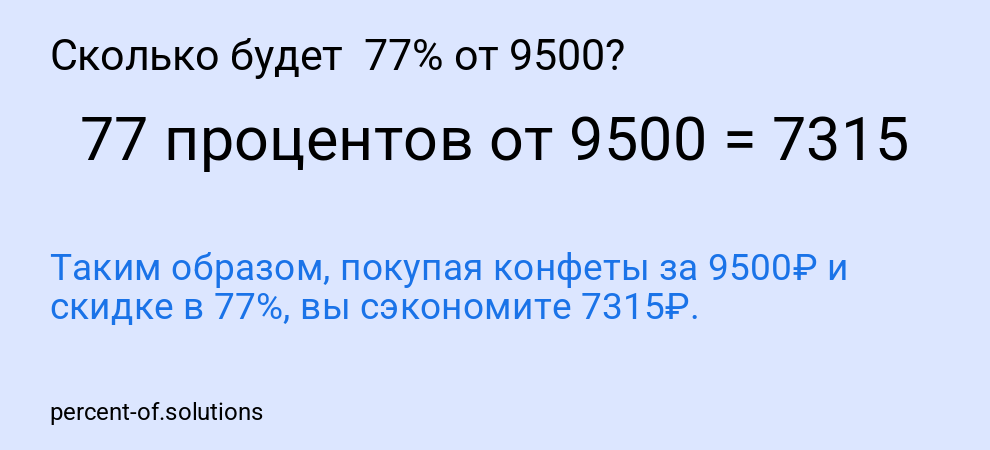 Сколько будет  77% от 9500?