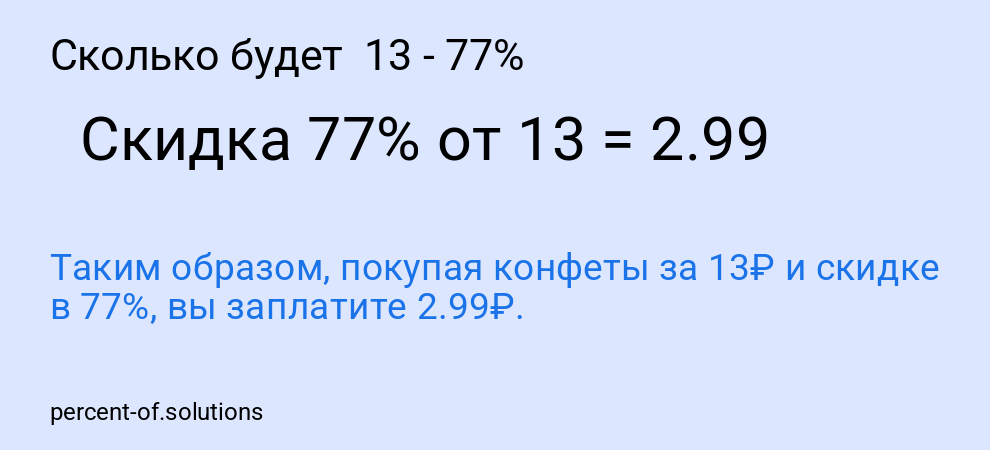Сколько будет  13 - 77%