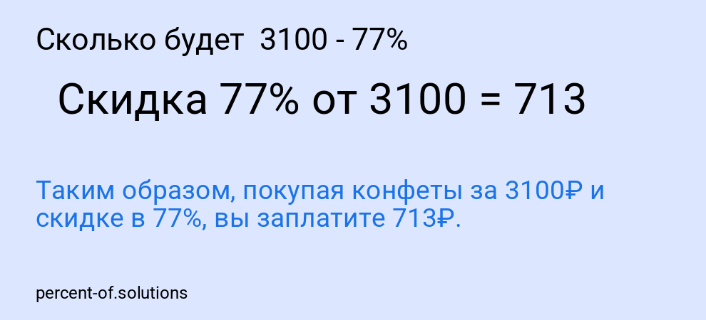 Сколько будет 3100 - 77%