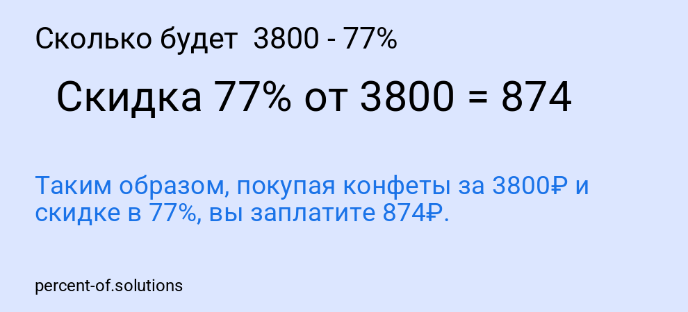 Сколько будет  3800 - 77%
