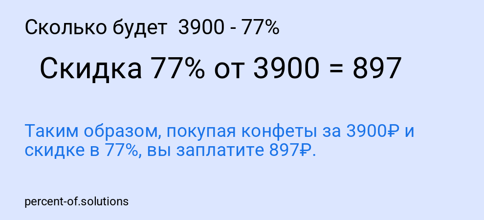 Сколько будет  3900 - 77%