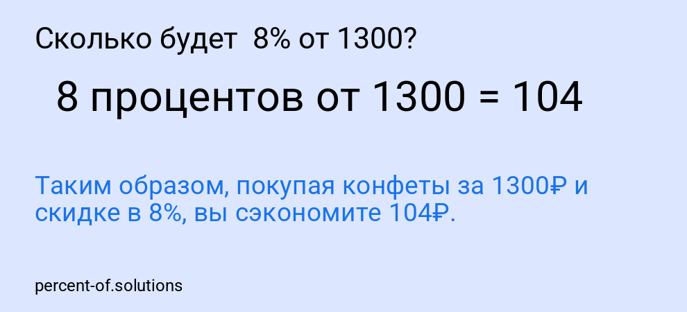 Сколько будет 8% от 1300?