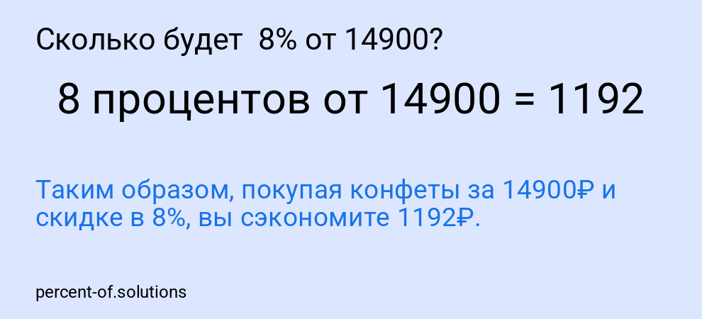Сколько будет  8% от 14900?