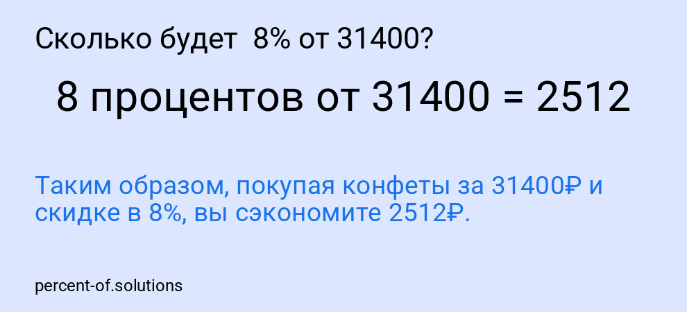 Сколько будет  8% от 31400?