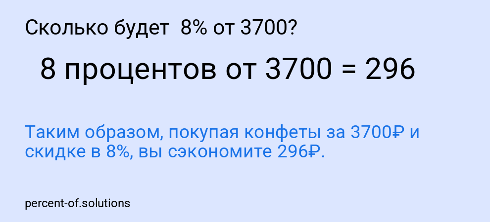 Сколько будет 8% от 3700?