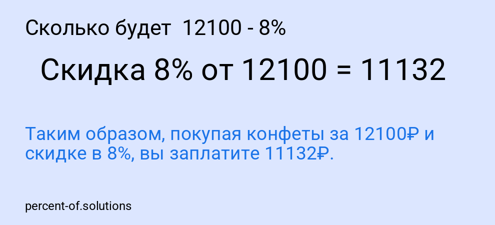 Сколько будет  12100 - 8%