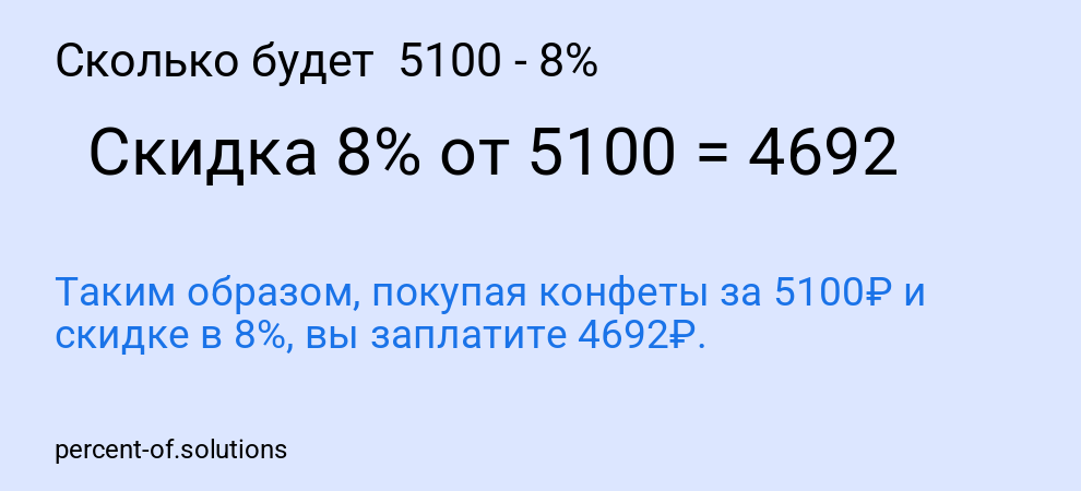Сколько будет  5100 - 8%