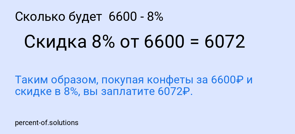 Сколько будет 6600 - 8%