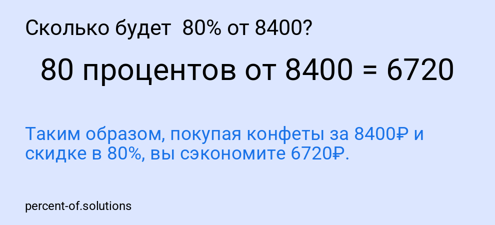 Сколько будет  80% от 8400?