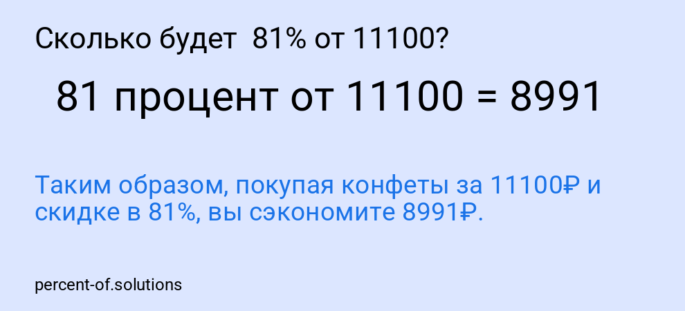 Сколько будет 81% от 11100?